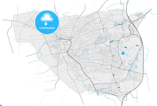 Dunfermline, Fife, Scotland, high quality vector map