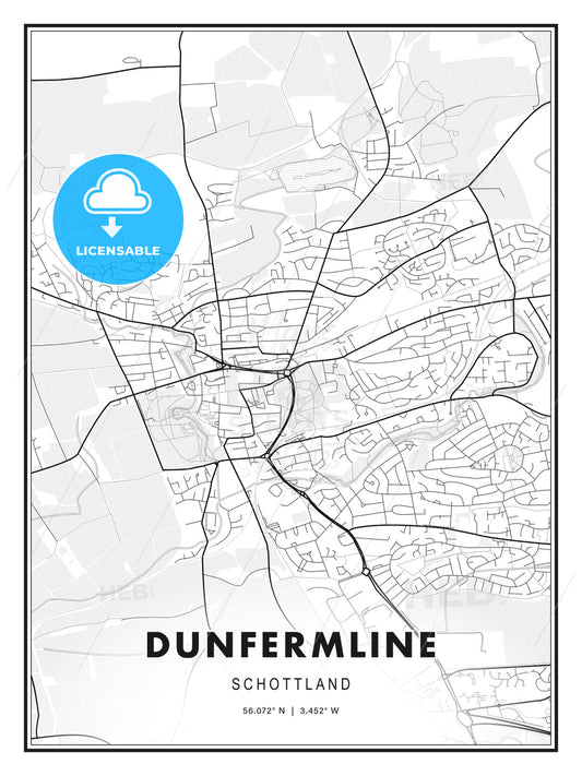 Dunfermline, Schottland, Modern Print Template in Various Formats - HEBSTREITS Sketches