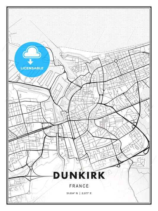 Dunkirk, France, Modern Print Template in Various Formats - HEBSTREITS Sketches