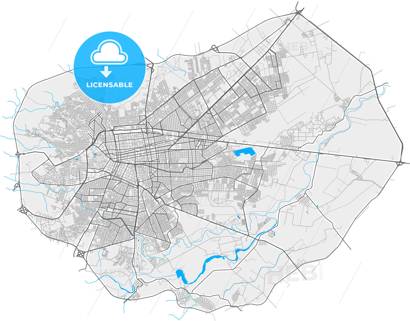 Durango, Durango, Mexico, high quality vector map