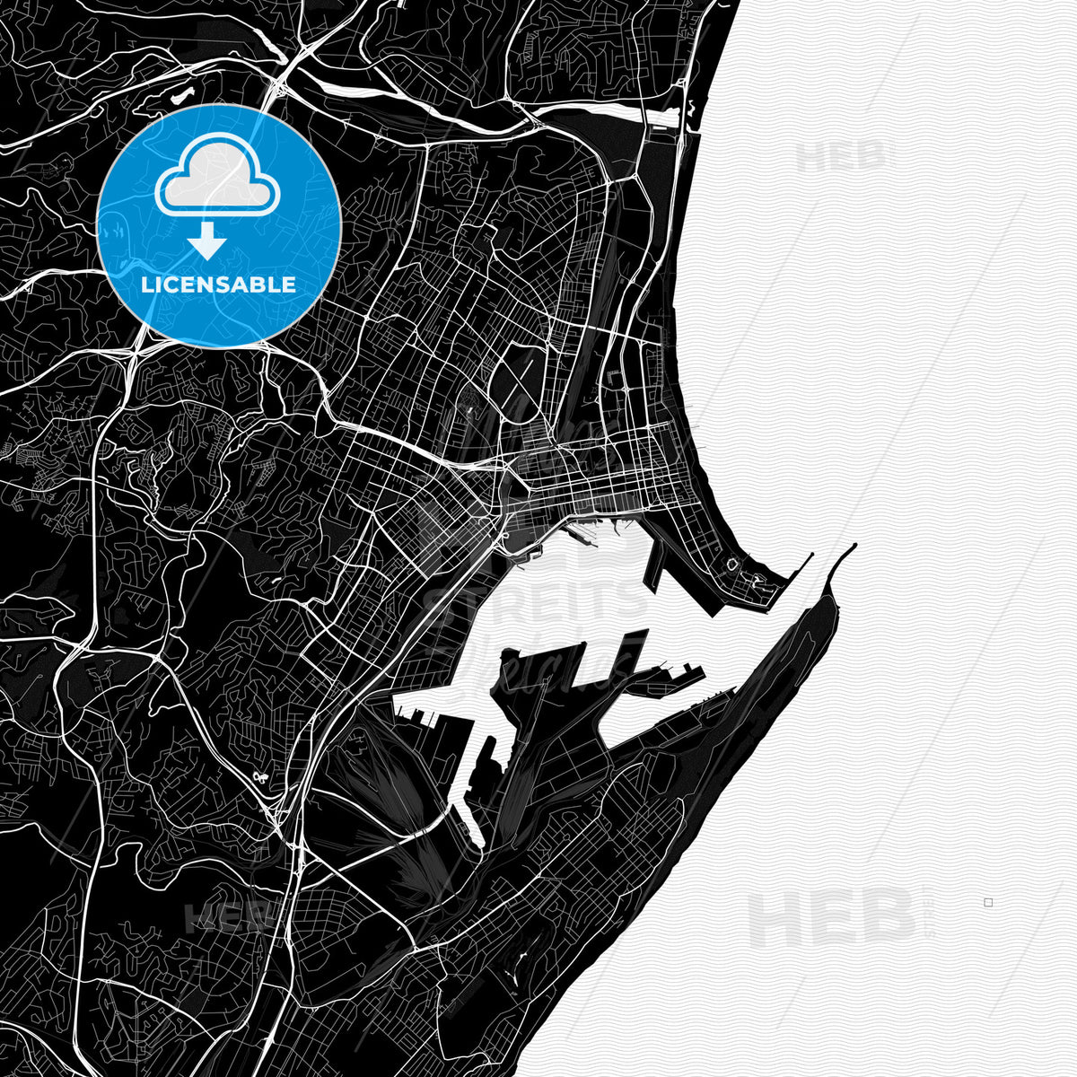 Derben Map Durban, South Africa Pdf Vector Map Black And White – HEBSTREITS