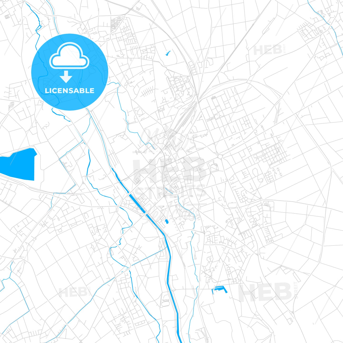 Duren, Germany bright two-toned vector map