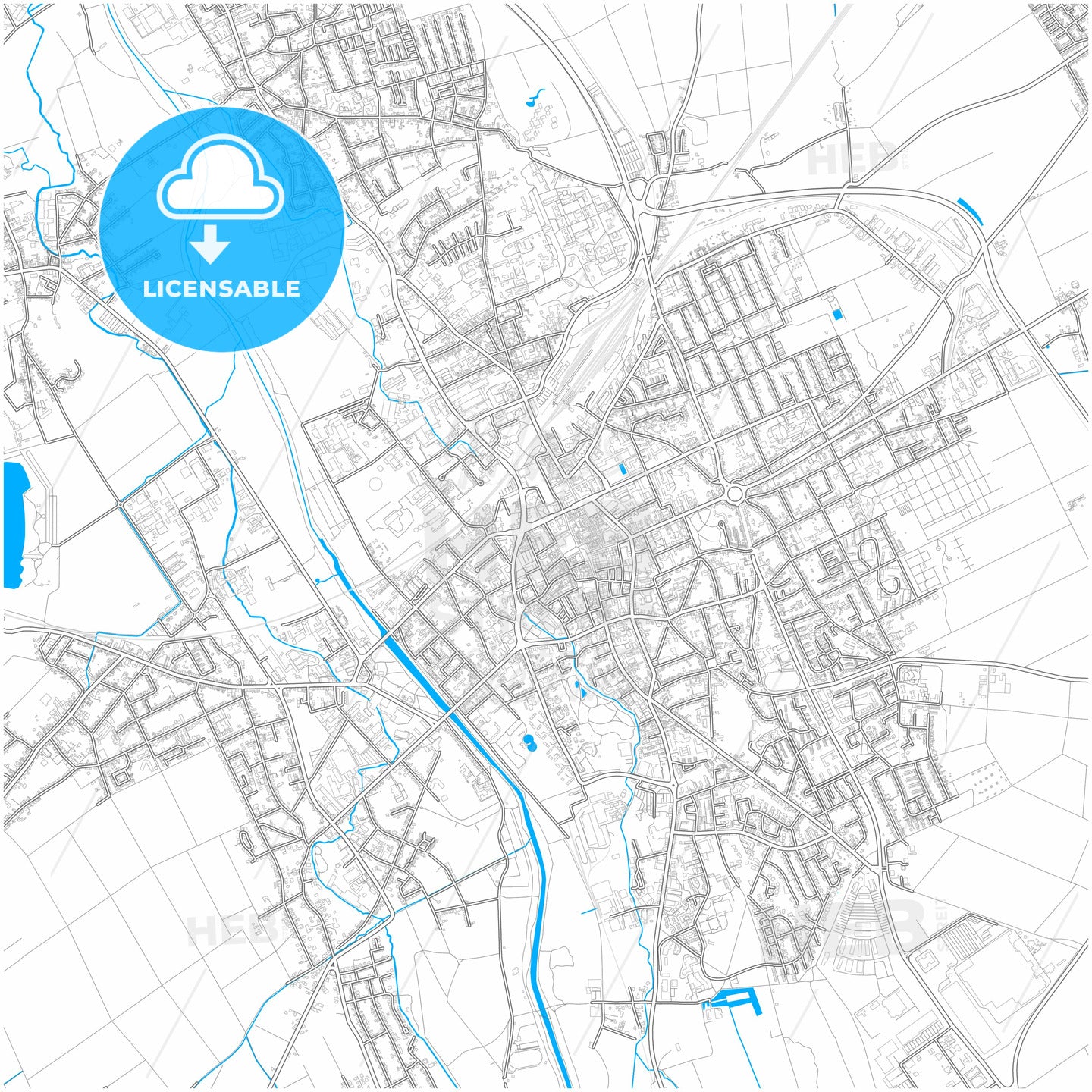 Duren, North Rhine-Westphalia, Germany, city map with high quality roads.