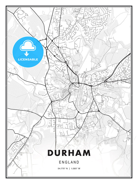 Durham, England, Modern Print Template in Various Formats - HEBSTREITS Sketches