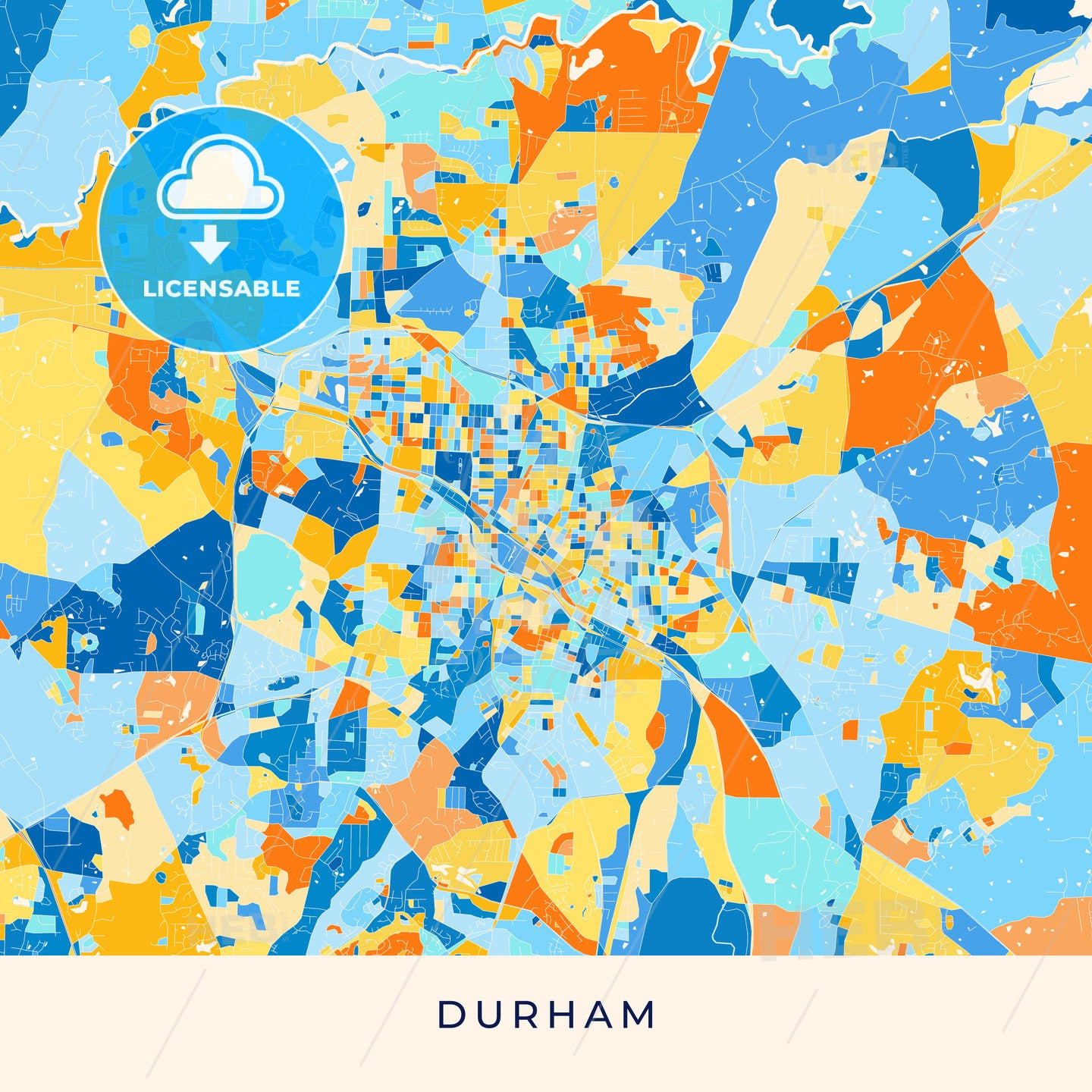Durham colorful map poster template
