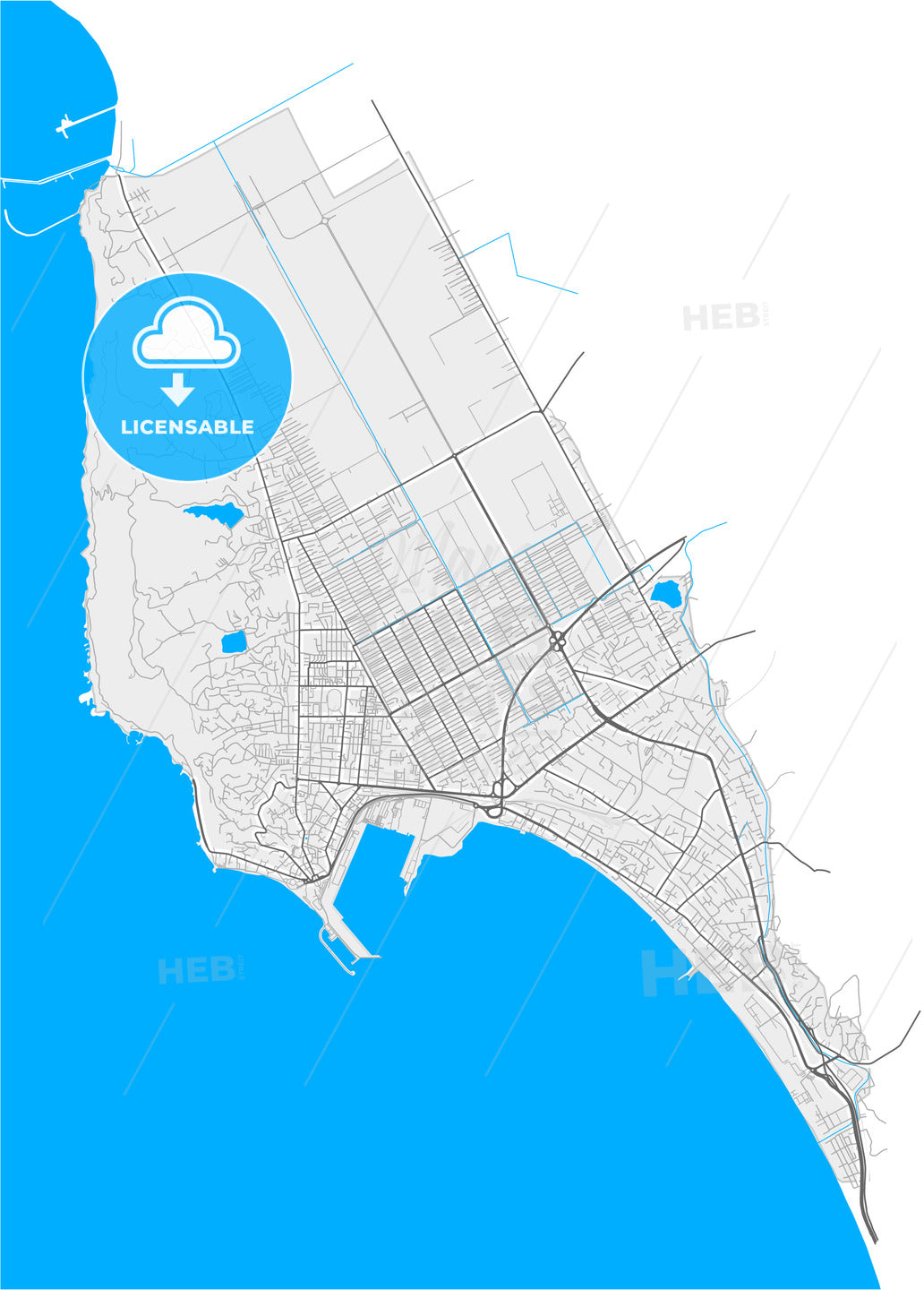 Durrës, Albania, high quality vector map