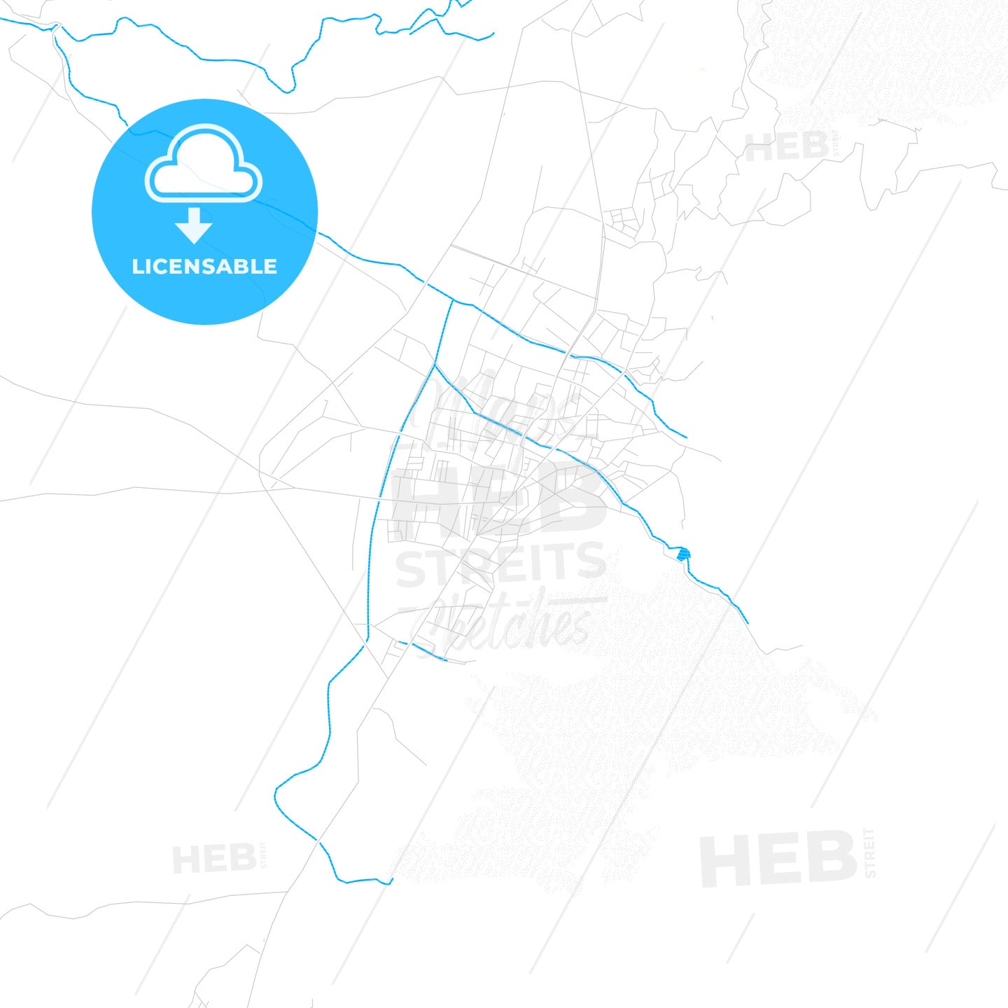 Düziçi, Turkey PDF vector map with water in focus