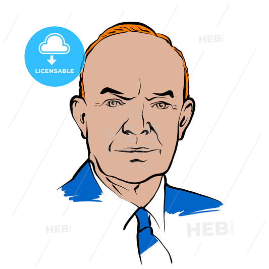 Dwight D. Eisenhower Vector Drawing With Colored Surfaces