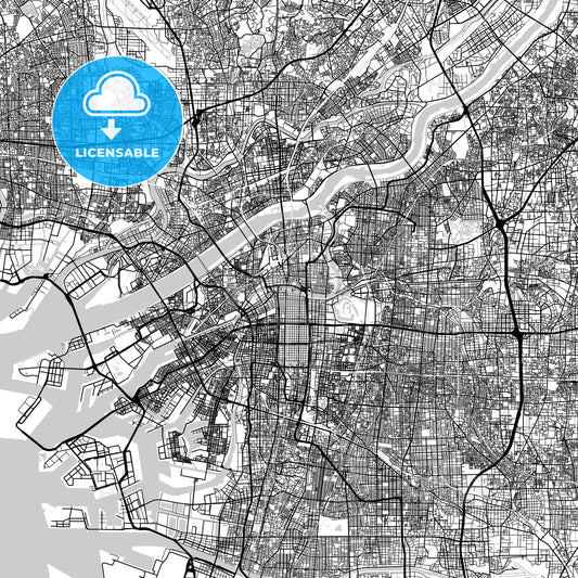 大阪市 Osaka, City Map, Light