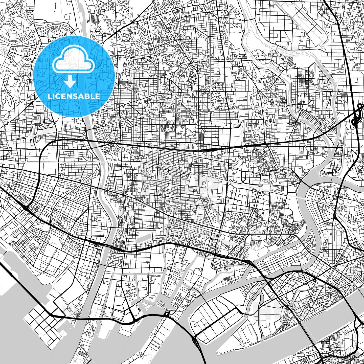 尼崎市 Amagasaki, City Map, Light