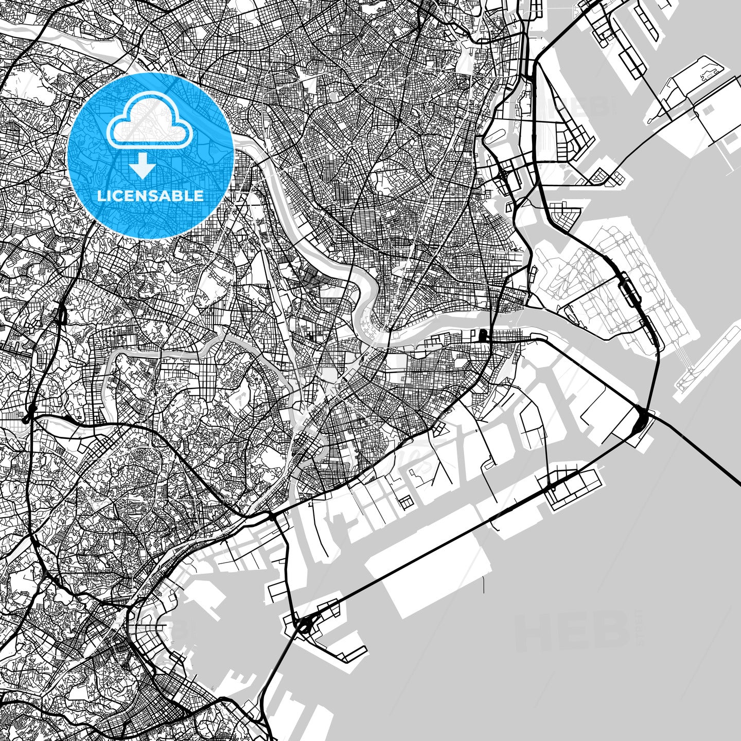 川崎市 Kawasaki, City Map, Light
