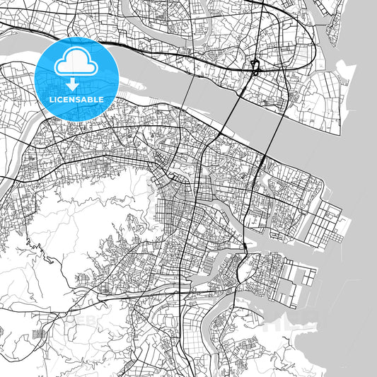徳島市 Tokushima, Area Map, Dark