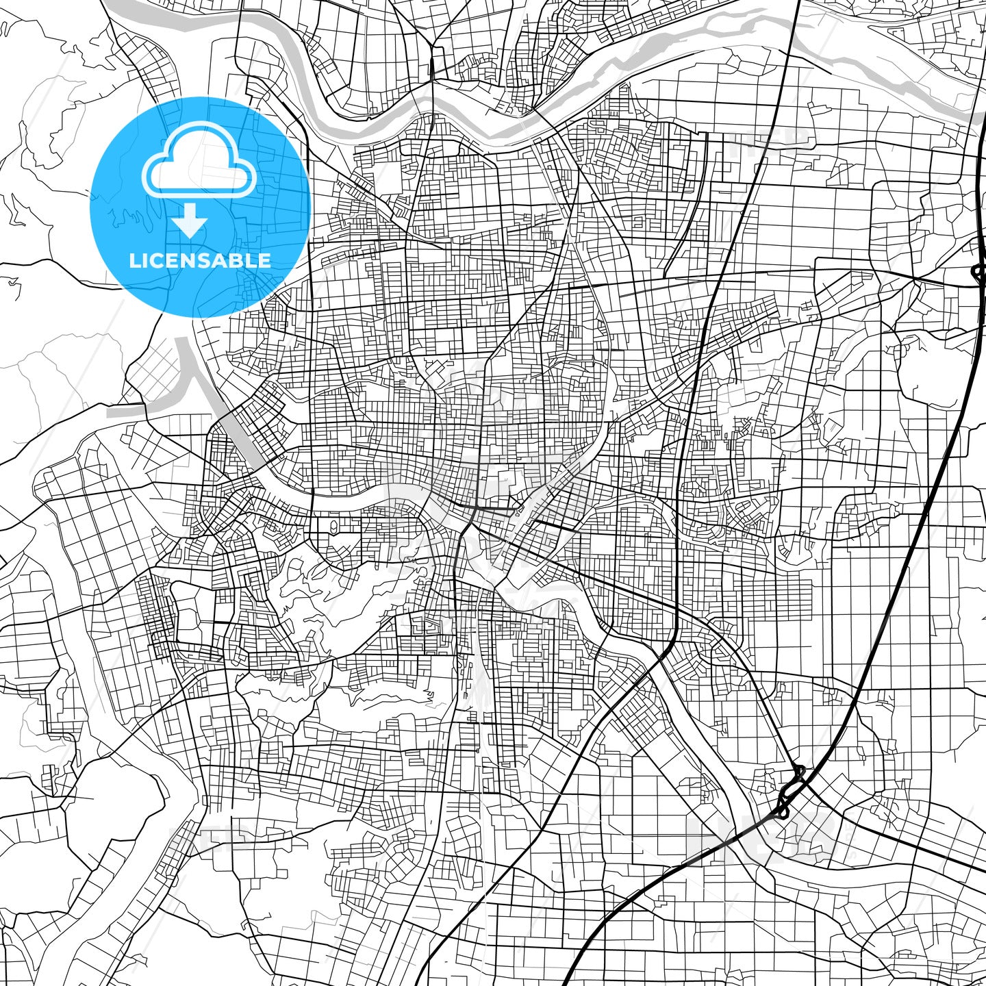 福井市 Fukui, City Map, Light