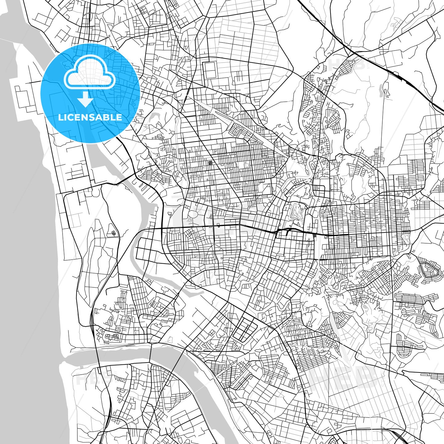 秋田市 Akita, City Map, Light