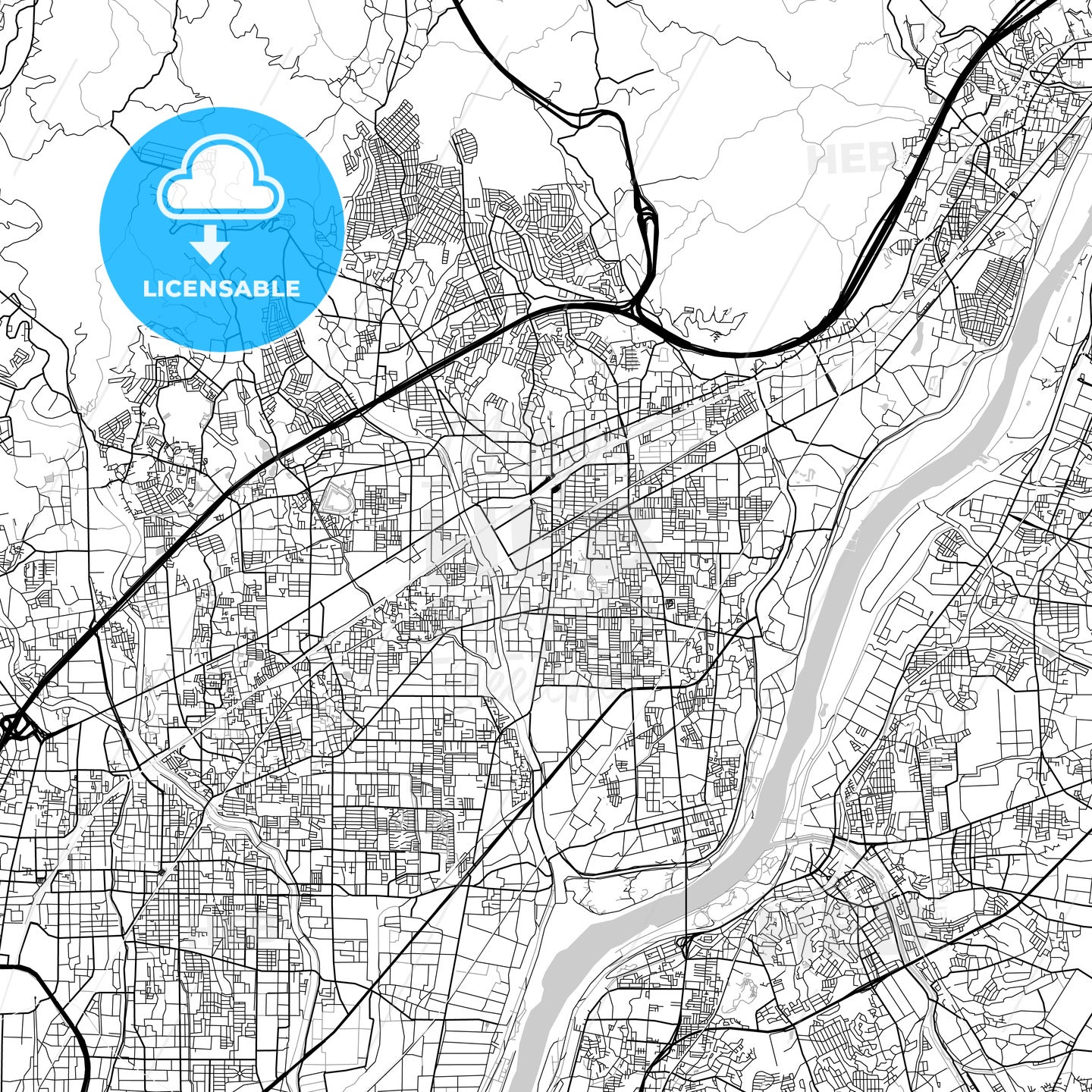 高槻市 Takatsuki, City Map, Light – HEBSTREITS