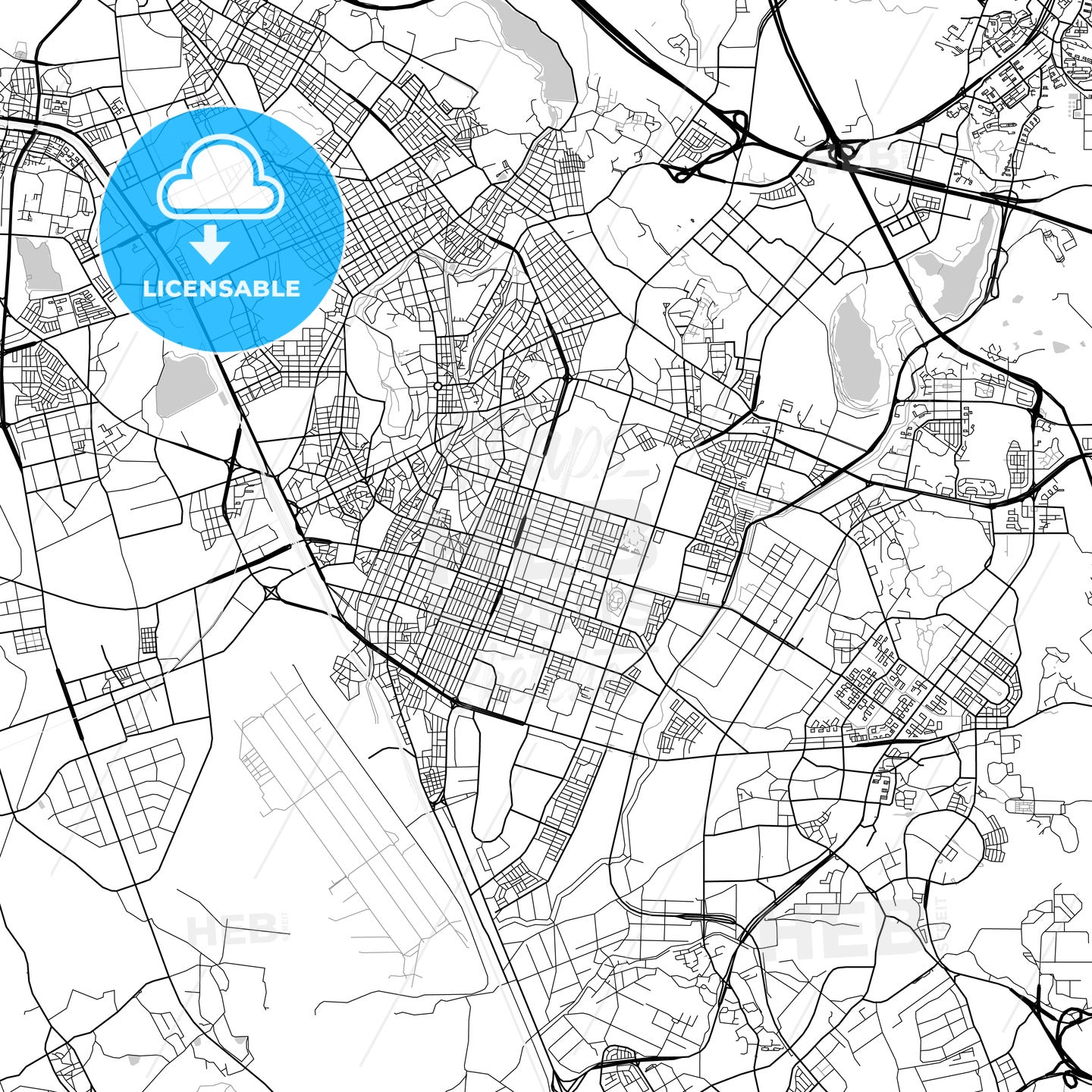 수원시 Suwon City Map, Light