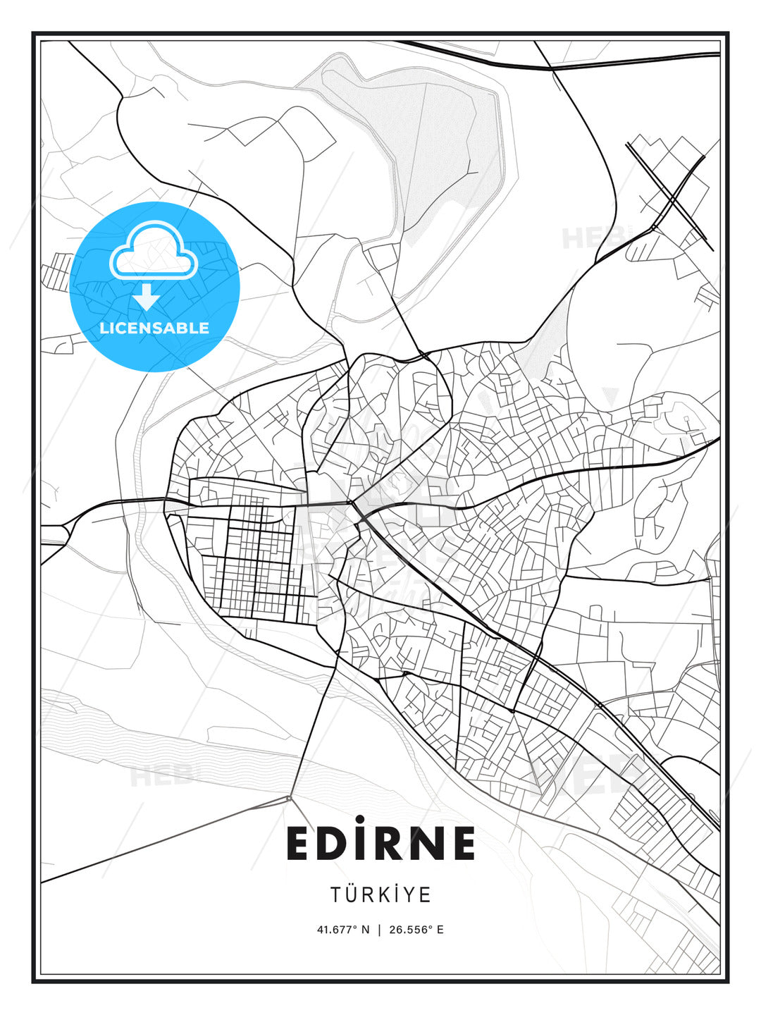 EDİRNE / Edirne, Turkey, Modern Print Template in Various Formats - HEBSTREITS Sketches