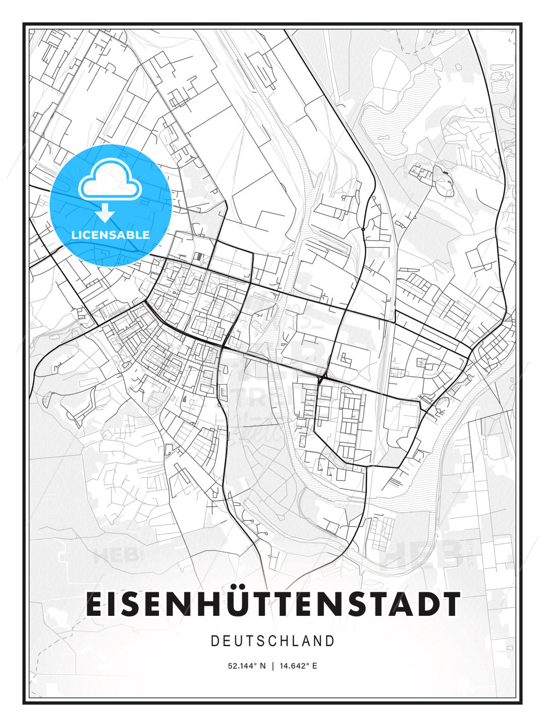 EISENHÜTTENSTADT / Eisenhuttenstadt, Germany, Modern Print Template in Various Formats - HEBSTREITS Sketches