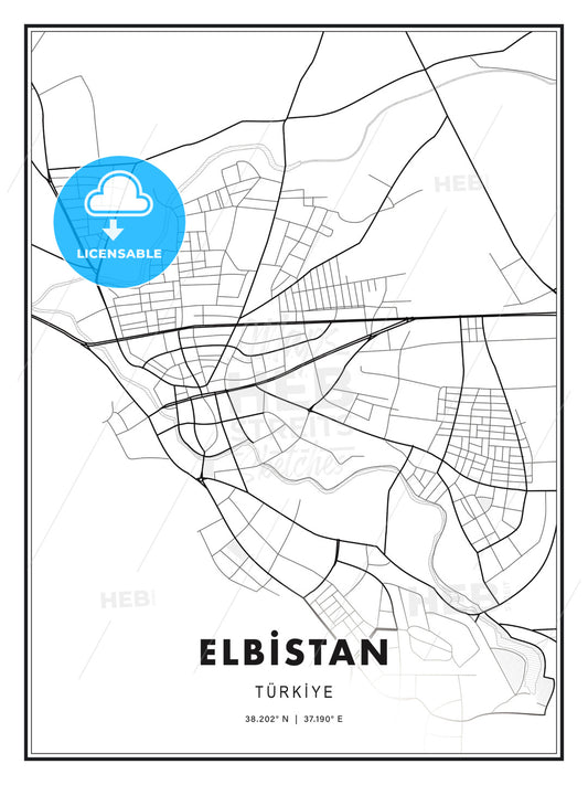 ELBİSTAN / Elbistan, Turkey, Modern Print Template in Various Formats - HEBSTREITS Sketches