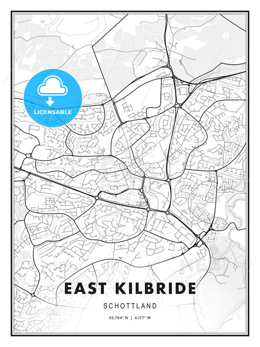 East Kilbride, Schottland, Modern Print Template in Various Formats - HEBSTREITS Sketches