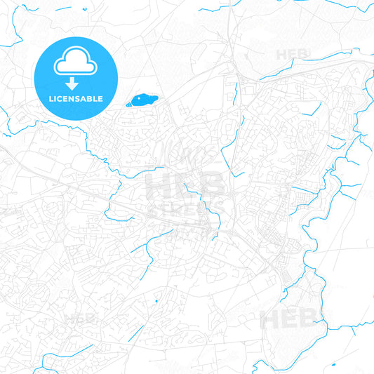 East Kilbride, Scotland PDF vector map with water in focus