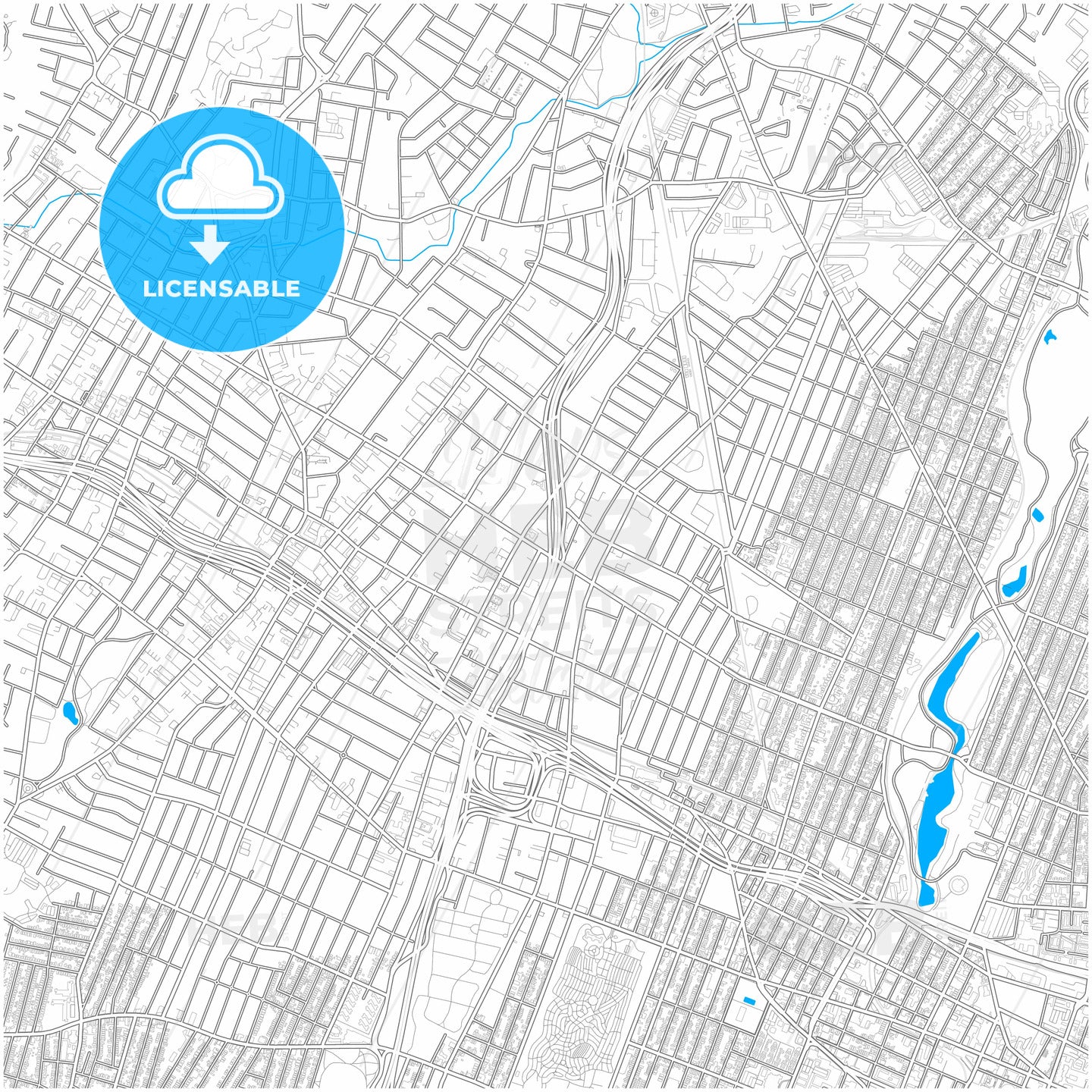 East Orange, New Jersey, United States, city map with high quality roads.