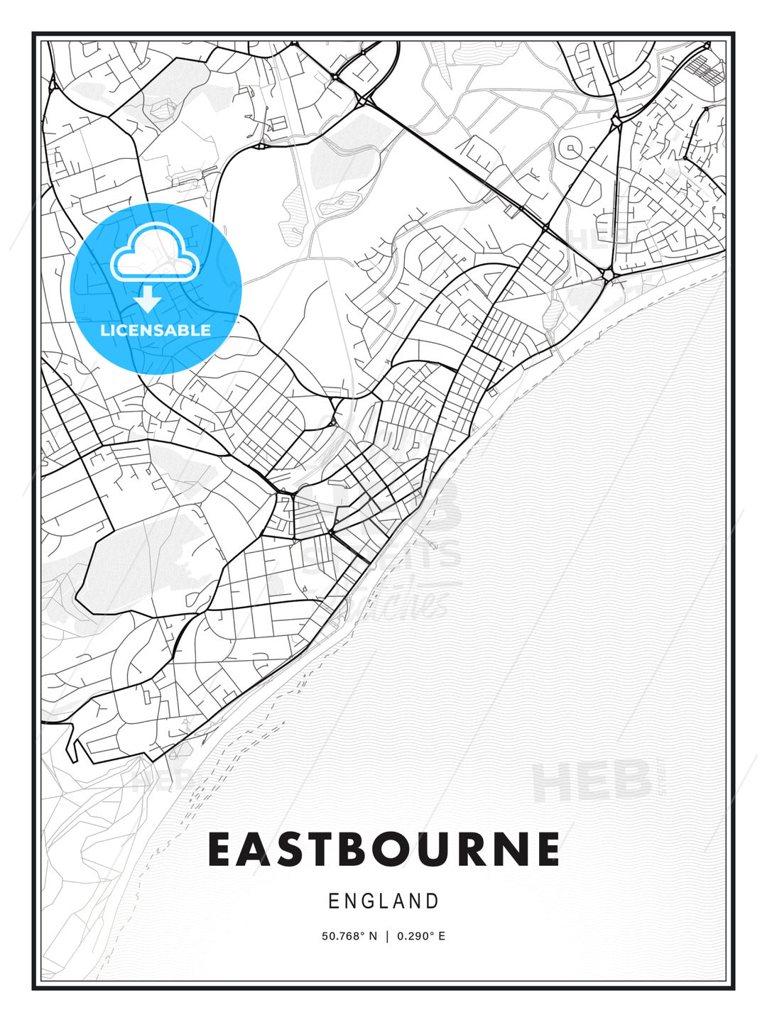 Eastbourne, England, Modern Print Template in Various Formats - HEBSTREITS Sketches