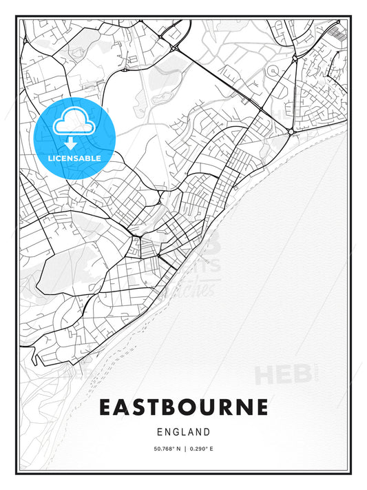 Eastbourne, England, Modern Print Template in Various Formats - HEBSTREITS Sketches