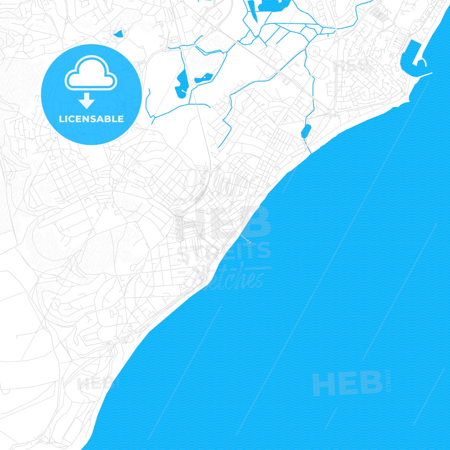 Eastbourne, England PDF vector map with water in focus