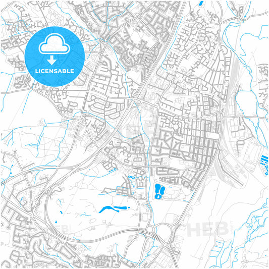 Eastleigh, South East England, England, city map with high quality roads.