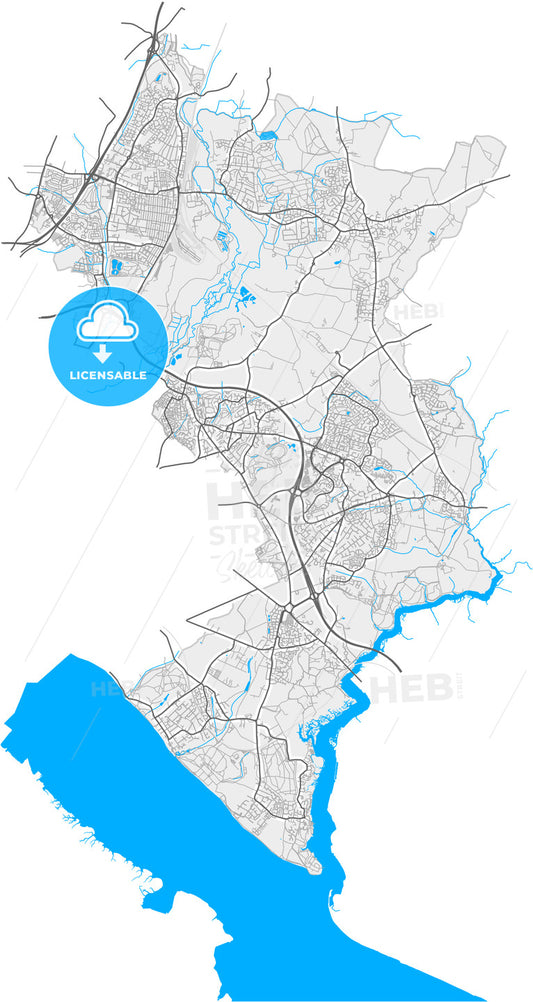 Eastleigh, South East England, England, high quality vector map