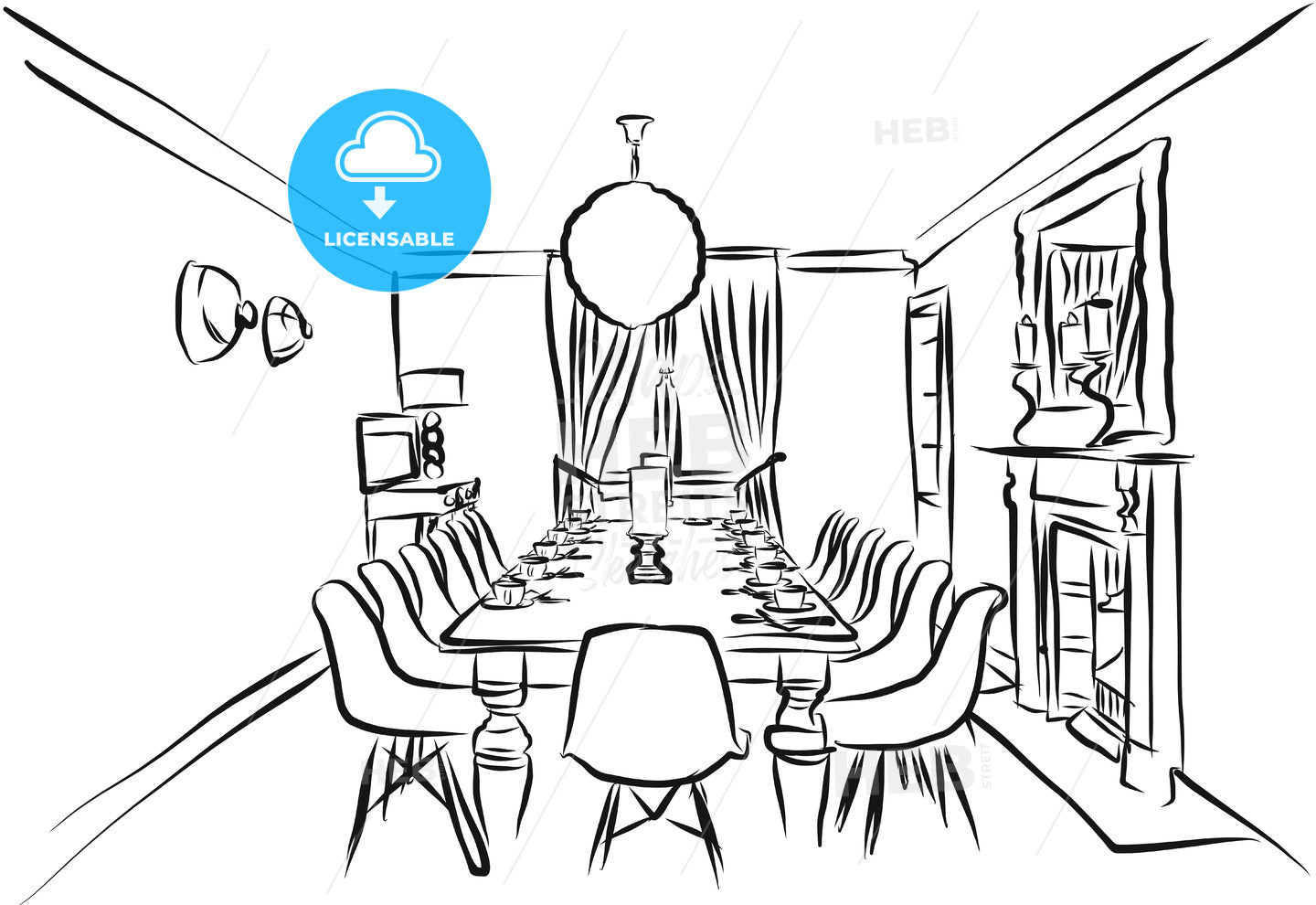 Eating Room Outline Backround Sketch – HEBSTREITS