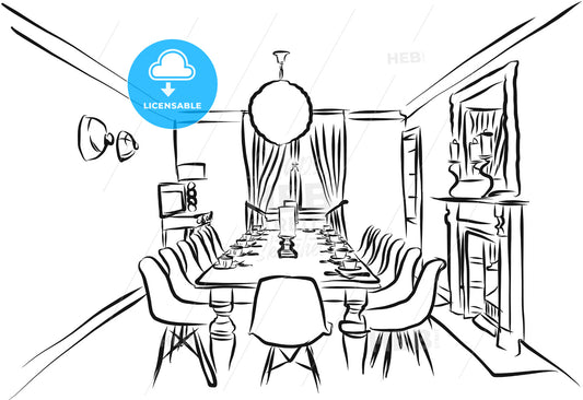 Eating Room Outline Backround Sketch – instant download