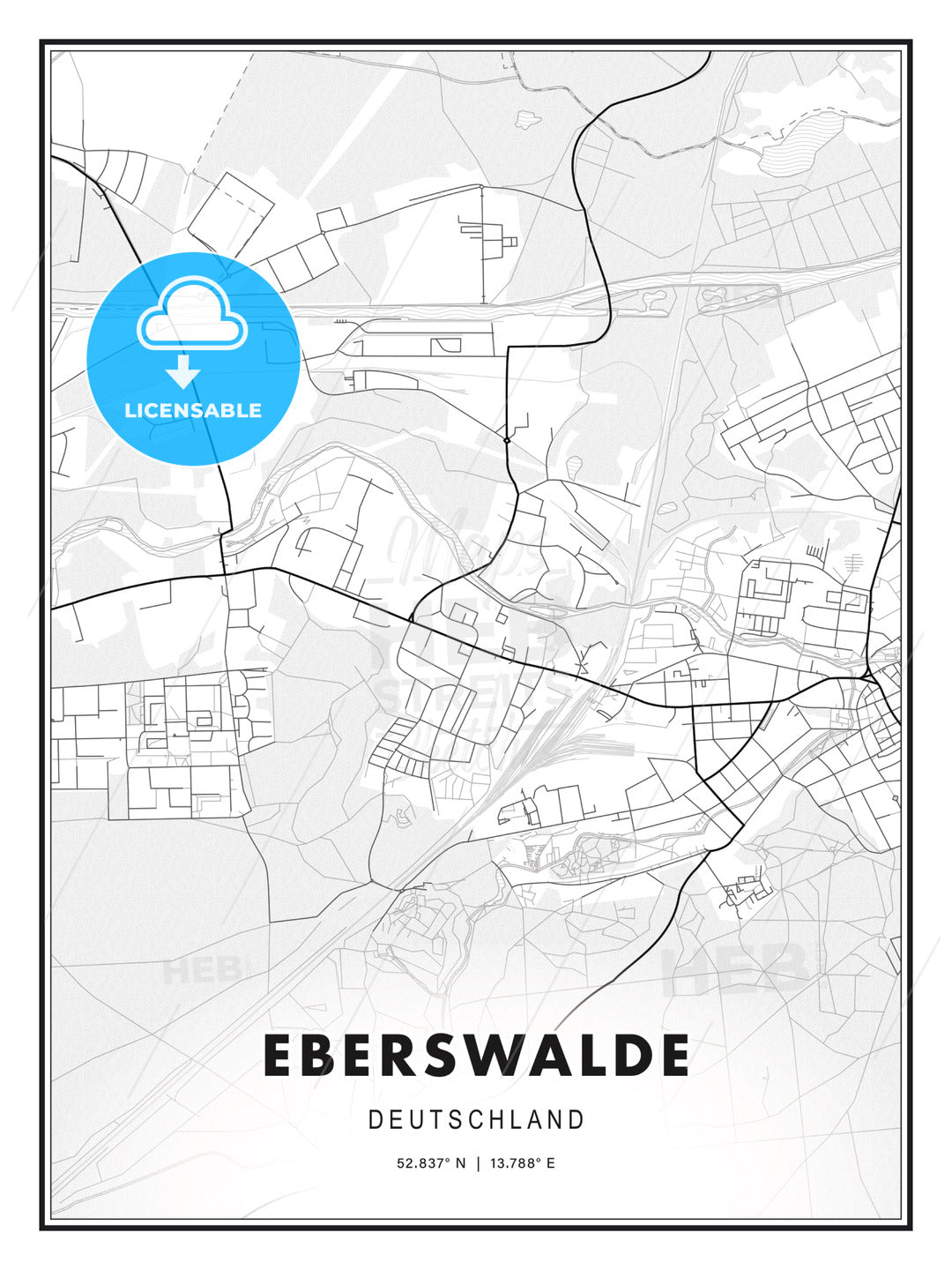 Eberswalde, Germany, Modern Print Template in Various Formats - HEBSTREITS Sketches