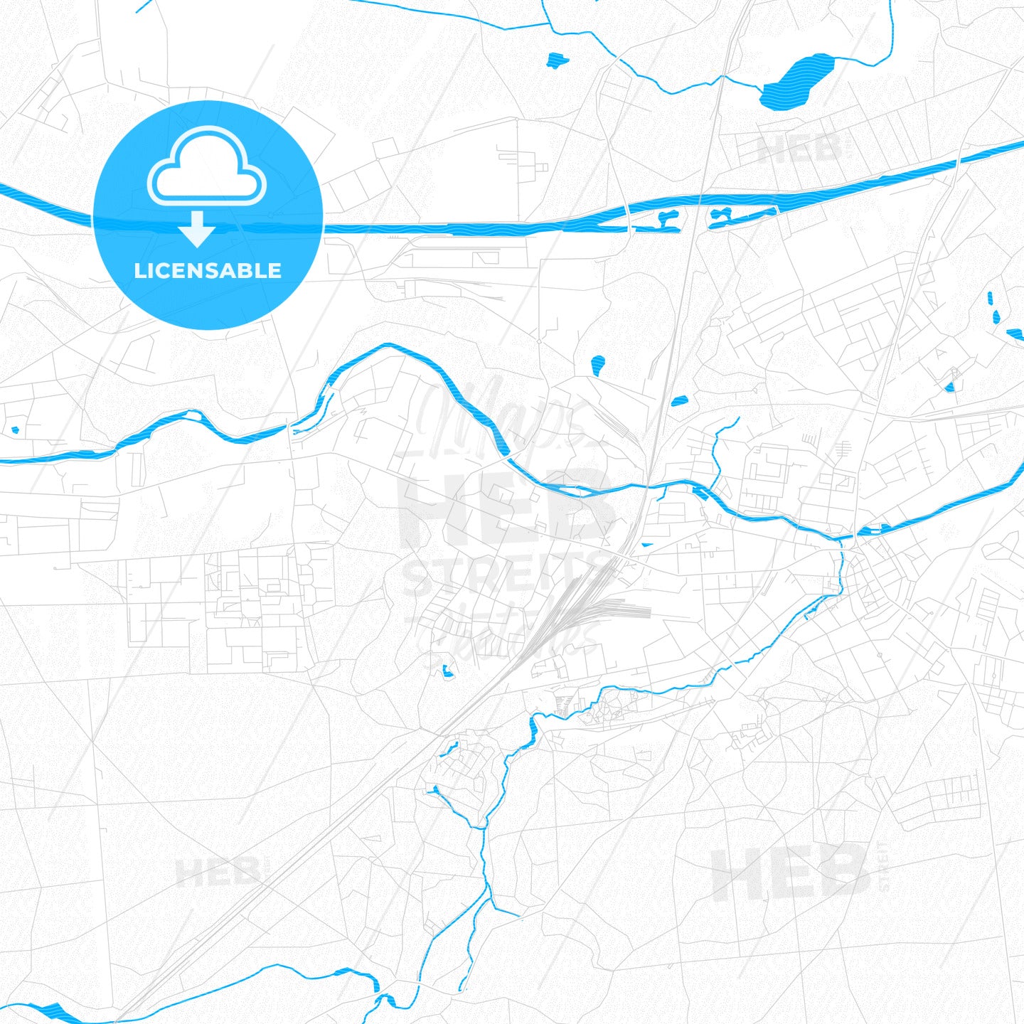 Eberswalde, Germany PDF vector map with water in focus