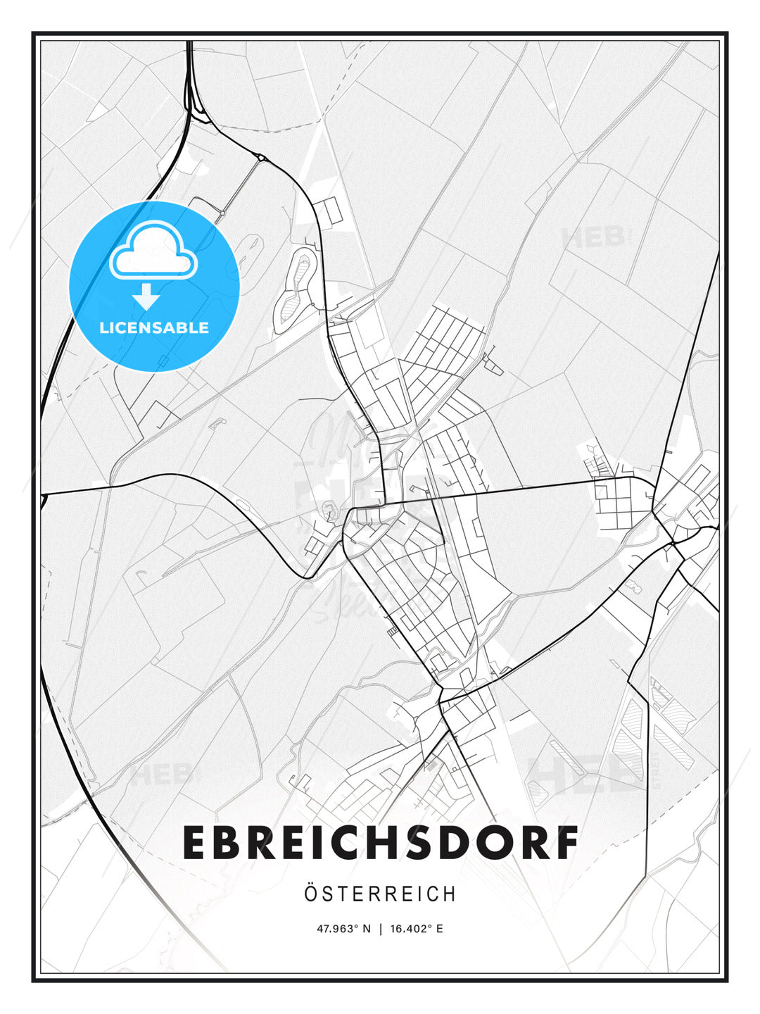 Ebreichsdorf, Austria, Modern Print Template in Various Formats - HEBSTREITS Sketches