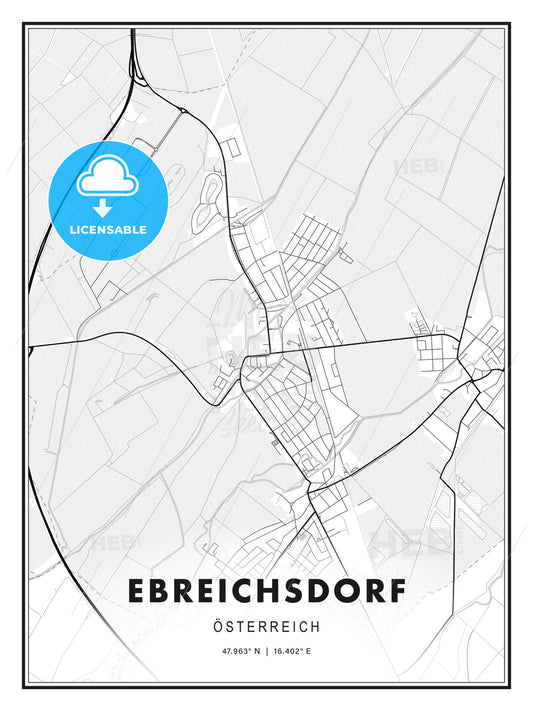 Ebreichsdorf, Austria, Modern Print Template in Various Formats - HEBSTREITS Sketches