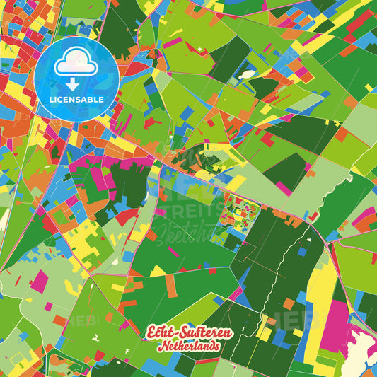 Echt-Susteren, Netherlands Crazy Colorful Street Map Poster Template - HEBSTREITS Sketches