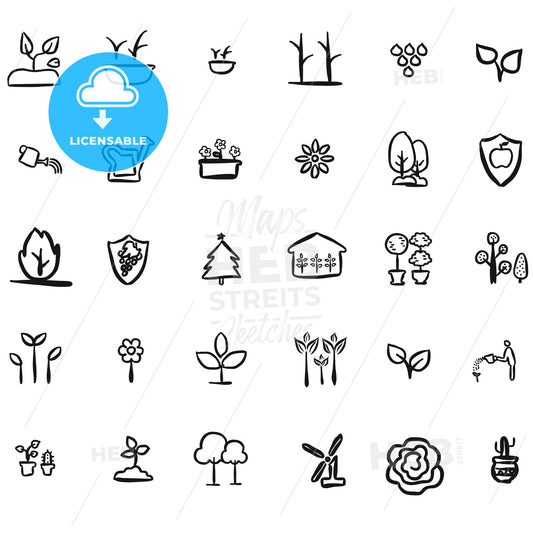 Eco and Leafs Icon Doodles – instant download