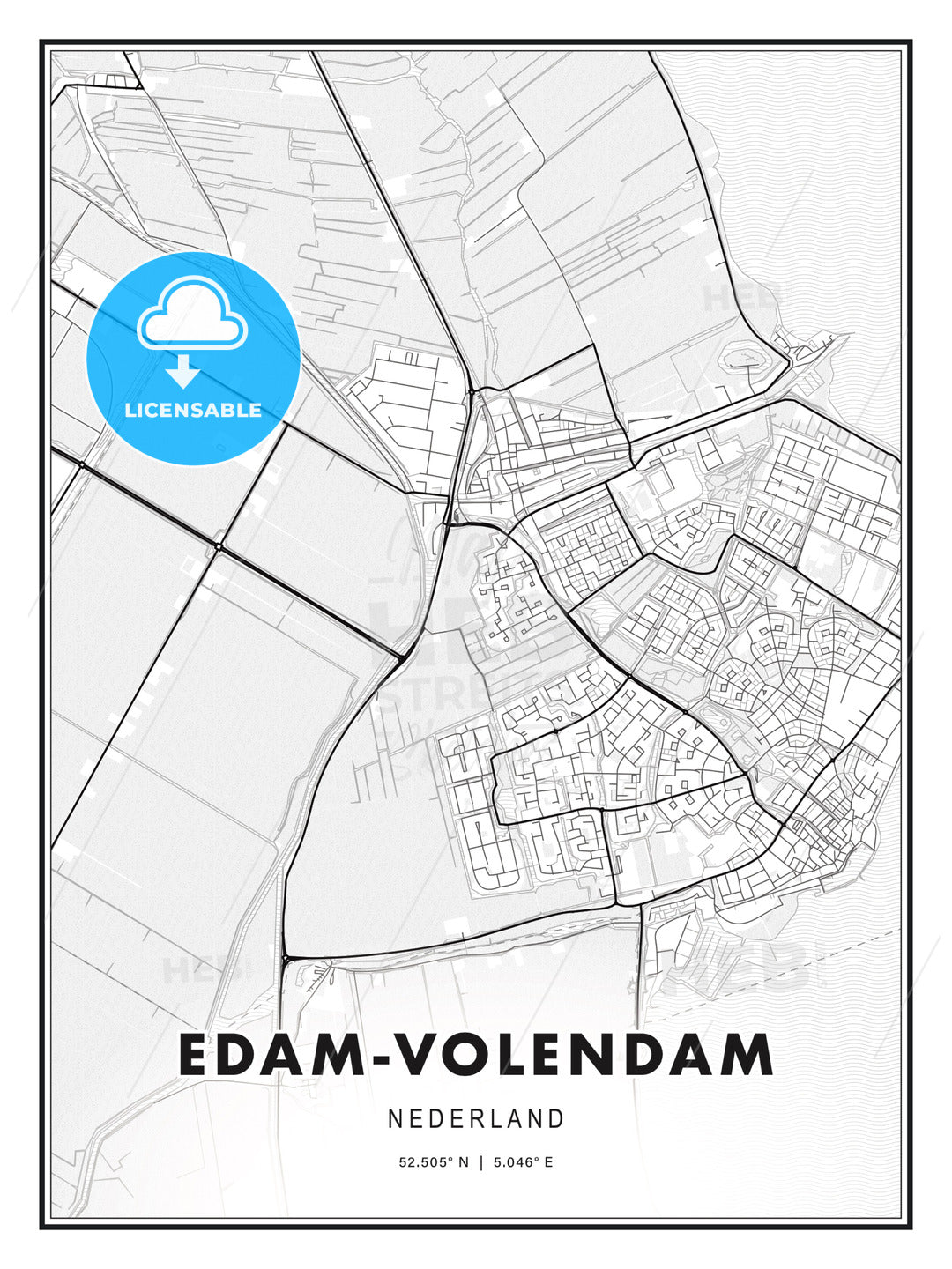 Edam-Volendam, Netherlands, Modern Print Template in Various Formats - HEBSTREITS Sketches