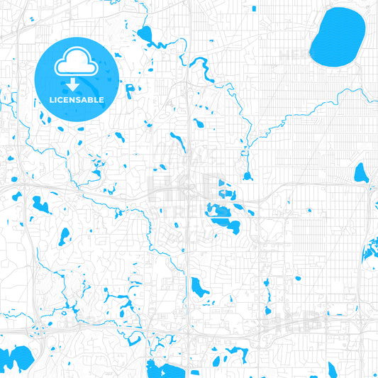 Edina, Minnesota, United States, PDF vector map with water in focus