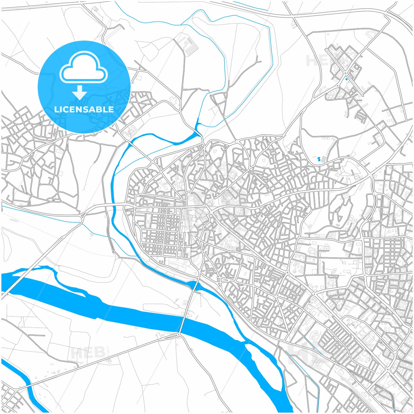 Edirne, Edirne, Turkey, city map with high quality roads.