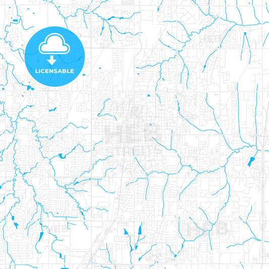 Edmond, Oklahoma, United States, PDF vector map with water in focus