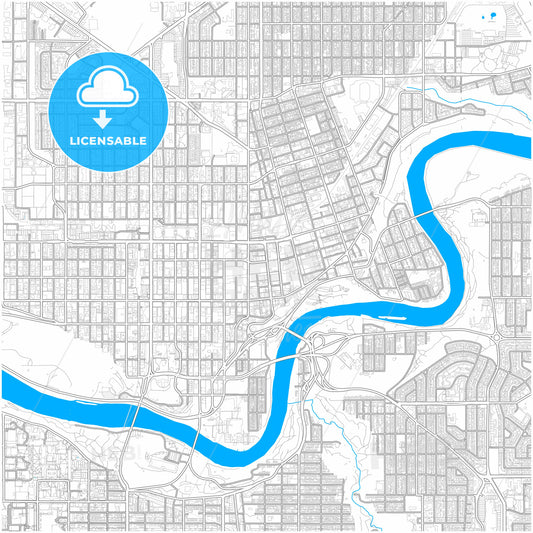 Edmonton, Alberta, Canada, city map with high quality roads.