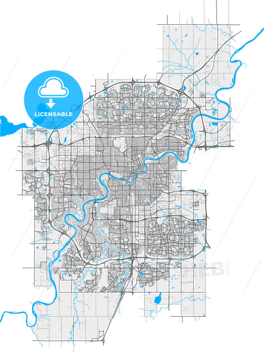 Edmonton, Alberta, Canada, high quality vector map