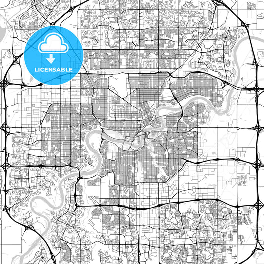 Edmonton, Alberta, Downtown City Map, Light