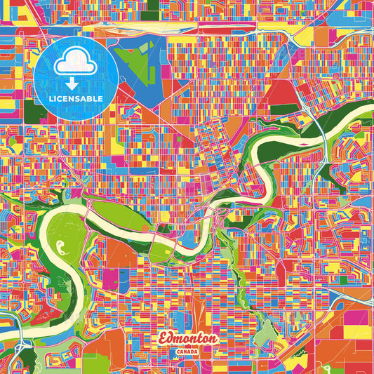 Edmonton, Canada Crazy Colorful Street Map Poster Template - HEBSTREITS Sketches