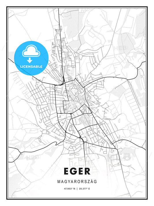 Eger, Hungary, Modern Print Template in Various Formats - HEBSTREITS Sketches