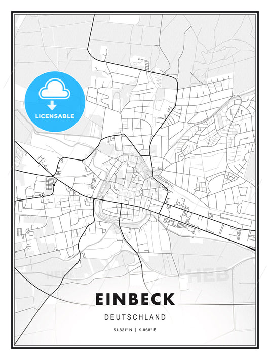 Einbeck, Germany, Modern Print Template in Various Formats - HEBSTREITS Sketches