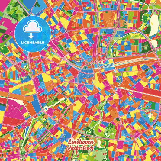 Eindhoven, Netherlands Crazy Colorful Street Map Poster Template - HEBSTREITS Sketches
